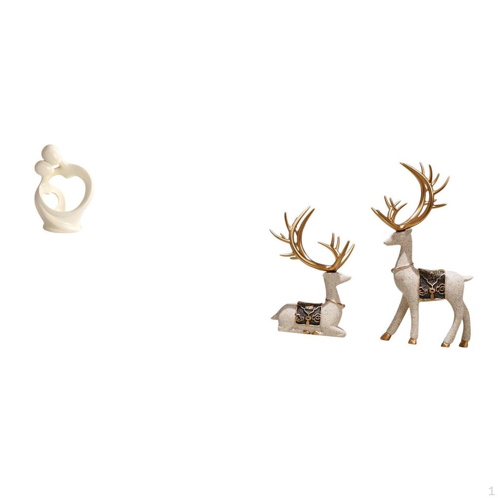 Artistic Resin Figurine Collection Featuring Couple And Reindeer Statues for Desk Cabinet Home