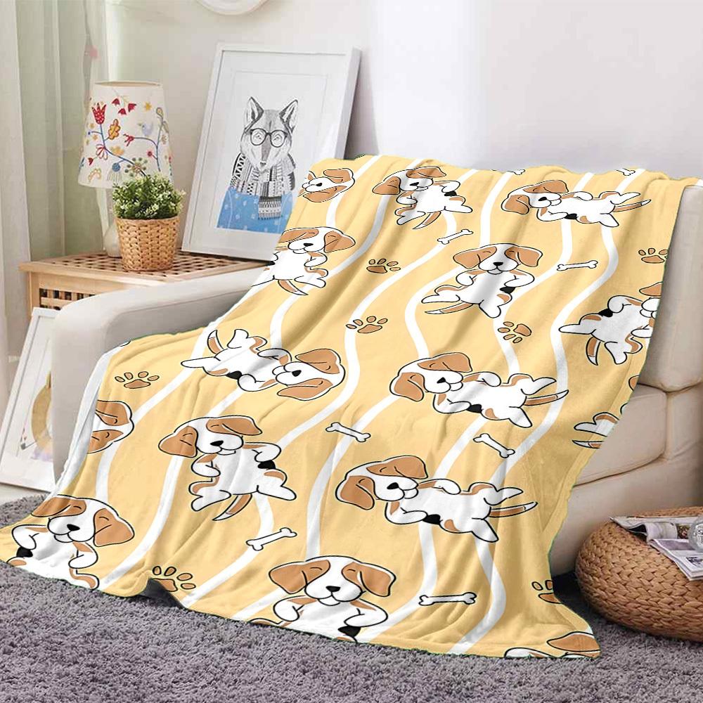 1pc Puppy Bone Lightweight Flannel Blanket, Comfortable and Warm Blanket, for Office and Camping Sofa Bed, Livingroom148