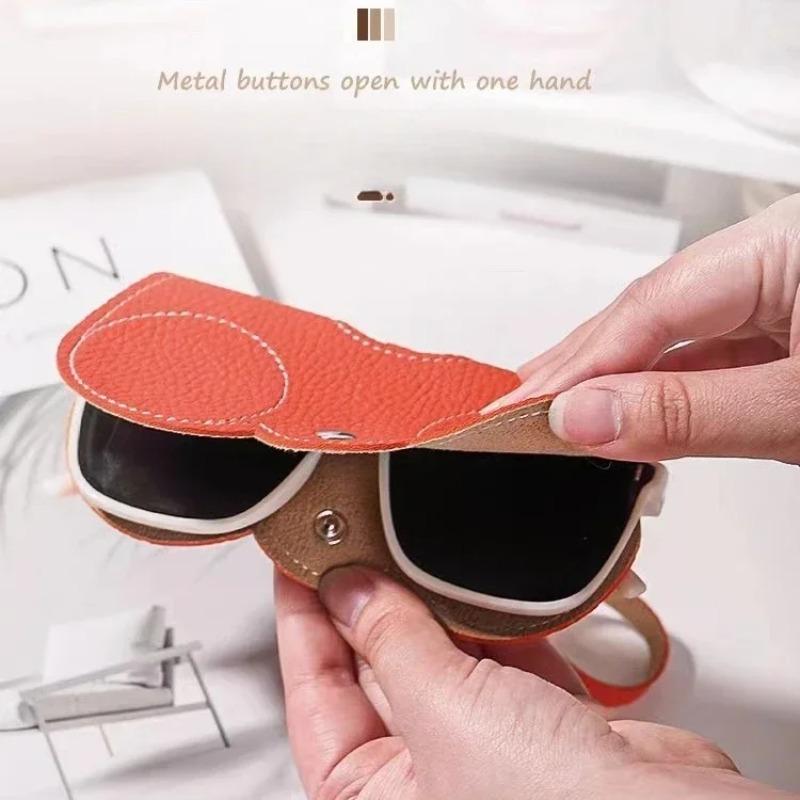 Nueva Bolsa para Gafas de Sol de Cuero PU Estuche para Gafas Contenedor Caja de Almacenamiento Bolsa Portátil para Colgar Gafas Soporte Anti-Compresión para Gafas de Sol