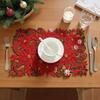 4 Pcs Christmas Embroidered Flower Rectangular Table Mats 11.02x16.93in Red and Green Placemats Table Doily for Home and Kitchen