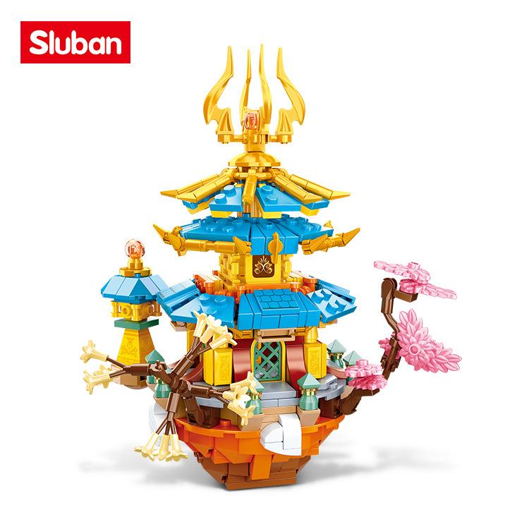 Sluban Assemble Building Blocks Ancient Fengyun Palace Golden Hall Peng Floor Yao Tai National Tide Decoration