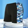 Inner Drawstring Mid-rise Swimming Trunks with Lining Streamlined Design Elastic Waistband Men Shark Print Stitching Swim Shorts Beachwear