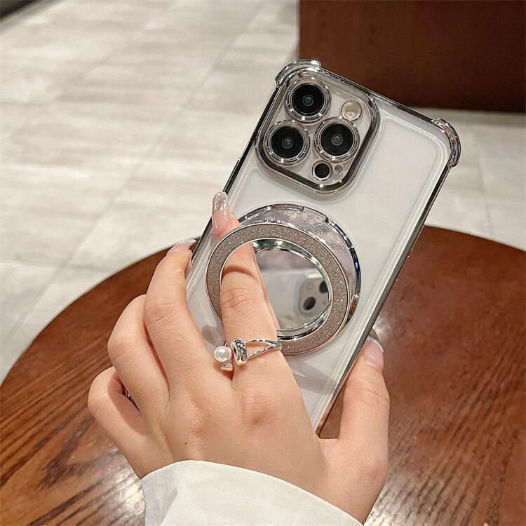 Luxury Plating Mirror Holder Case For Infinix Hot 30i 40 10S 9 30 Play Note 30 40 Pro Smart 9 8 7 Soft Clear Electroplated Cover