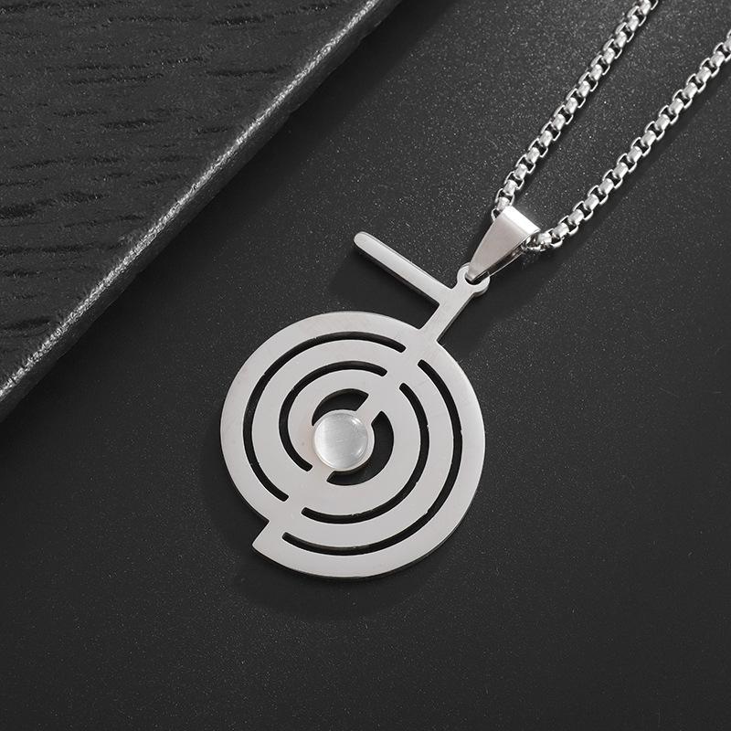 European and American Style Cut Titanium Steel Hollow Geometric Graphics Series Spiral Symbol Pendant 304 Material Stainless Steel Necklace