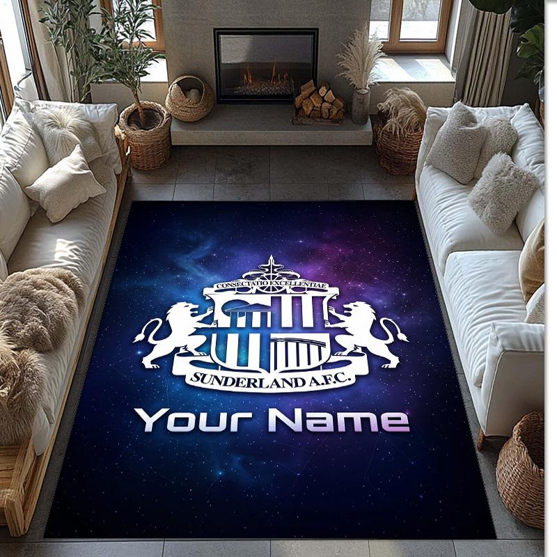 Sunderland FC Printed Crystal Velvet Rug Non‑Slip Crystal Velvet Carpet For Sofa Bedroom Indoor Home Decoration