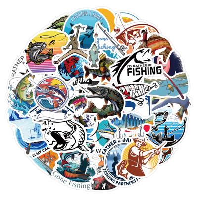 60-120 Autocollants Graffiti Pêche pour Voitures, Bagages, Tasses, Skateboards & Trottinettes