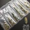 6-Grid Flat-Back Nail Art Rhinestone Set (1440pcs) - Mixed AB & Clear Glass Rhinestones Nail Decorations
