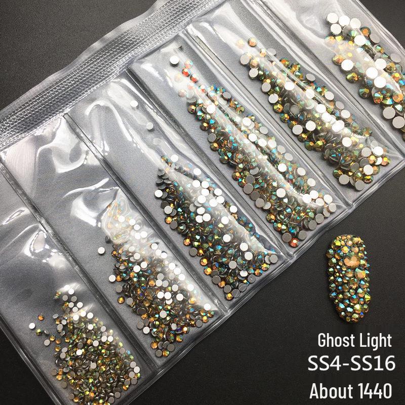 6-Grid Flat-Back Nail Art Rhinestone Set (1440pcs) - Mixed AB & Clear Glass Rhinestones Nail Decorations
