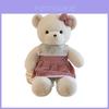Süßes Teddybär Plüschtier mit kariertem Kleid und Schleifen-Dekoration für romantisches Geschenk und Sammler