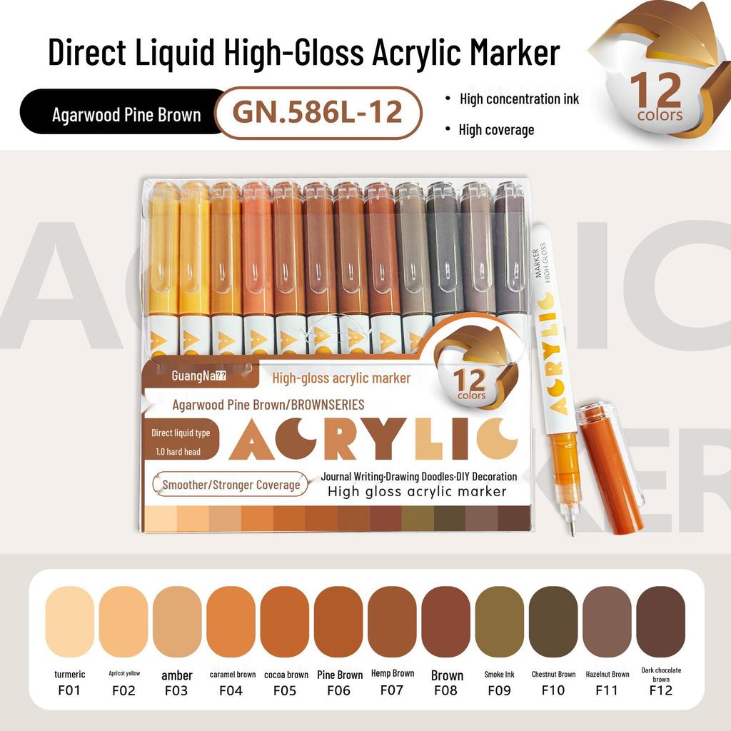 Guangna 586 Large Capacity Acrylic Paint Marker – Bleedproof, Layerable, High Gloss for DIY Projects