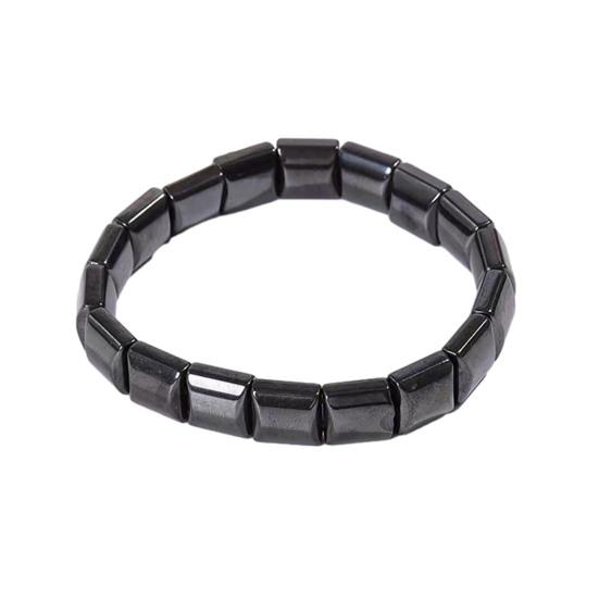 

Men Bracelet Adjustable Black Gallstone Wristband Smooth Surface Stretchy Bracelet Jewelry Accessories A
