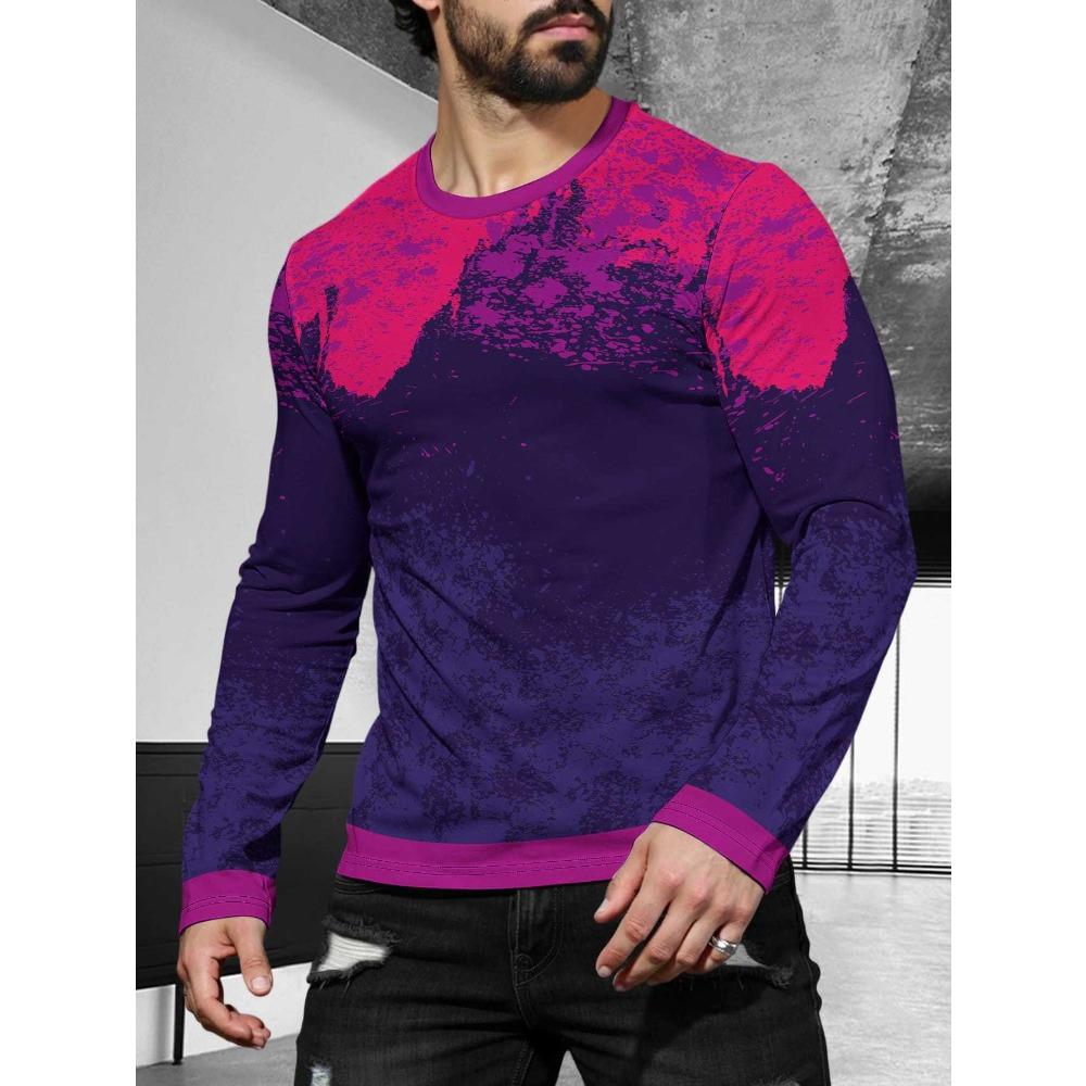 Men's Long Sleeved Casual Simple Style Fashionable Versatile Comfortable Casual Plus Size Men's T-shirt