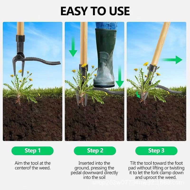Weeder,Stand Up Weed Puller Tool with Long Handle  ,4Claw Steel Head Design  Easily Remove Weeds Without Bending, Pulling, or Kneeling.