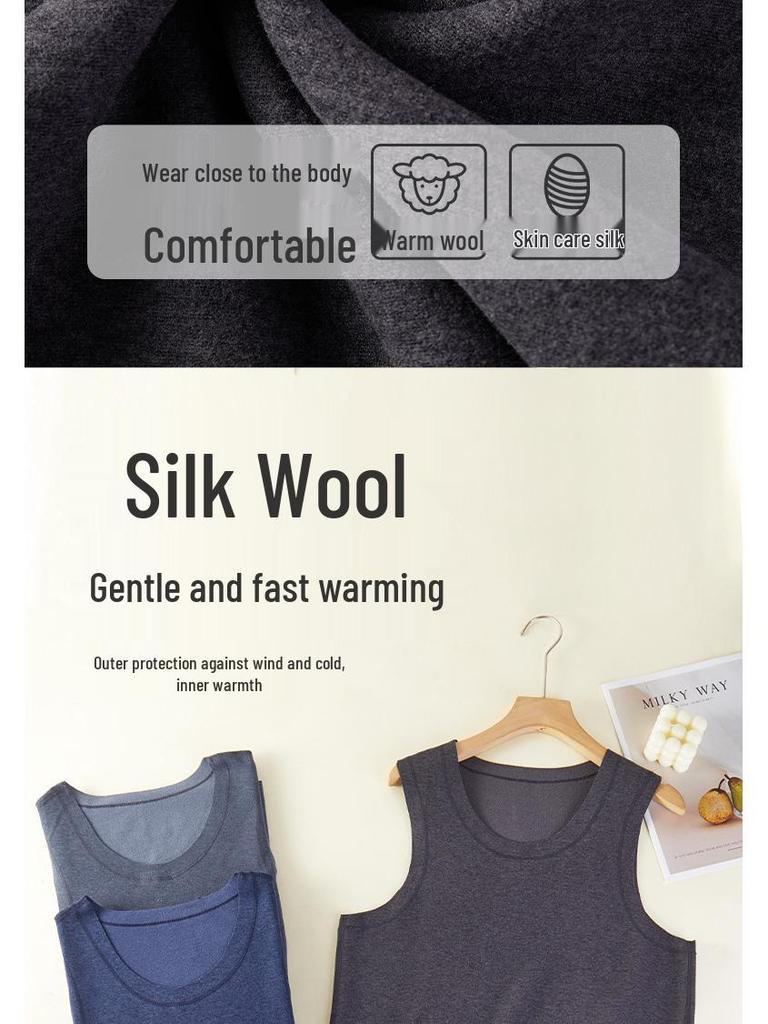 Męska Termiczna Bezszwowa Kamizelka z Podszewką z Jedwabnego Polaru 2025 Zima