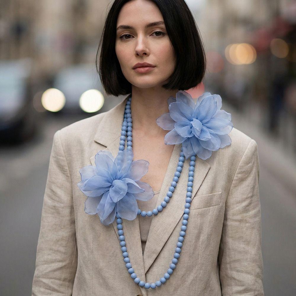 Handcrafted Glass Beads Big Flower Necklace Flower Designing Waist Chain  Everyday Outfits