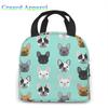 French Bulldog Cute Dog Insulated Lunch Bag Portable Thermal Cooler Box Reusable Picnic Tote Bento Bag for Men Women Kids
