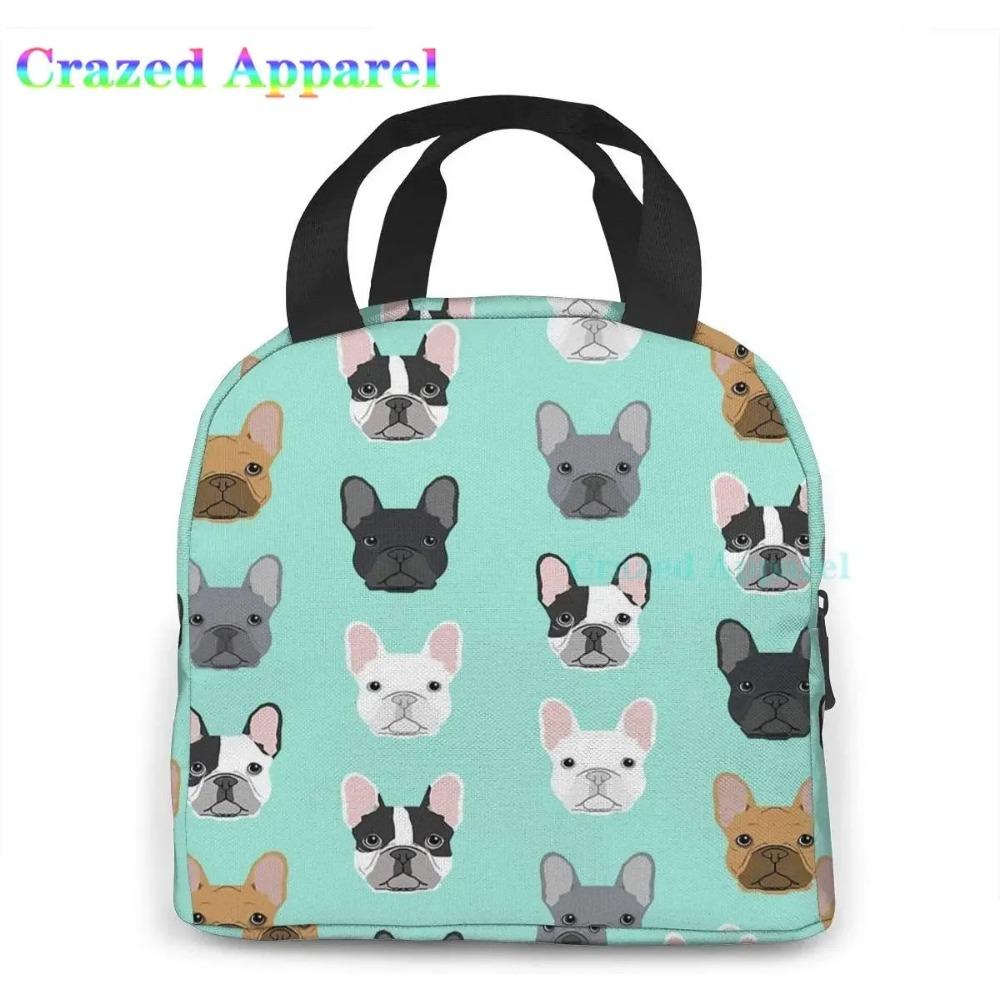 French Bulldog Cute Dog Insulated Lunch Bag Portable Thermal Cooler Box Reusable Picnic Tote Bento Bag for Men Women Kids
