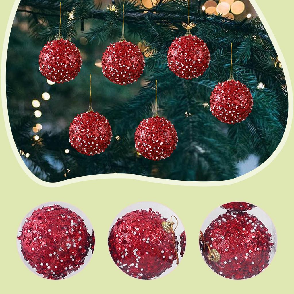 6x Christmas Balls Christmas Tree Decorations with Hanging Rope Hanging Ornaments for Engagements Wedding