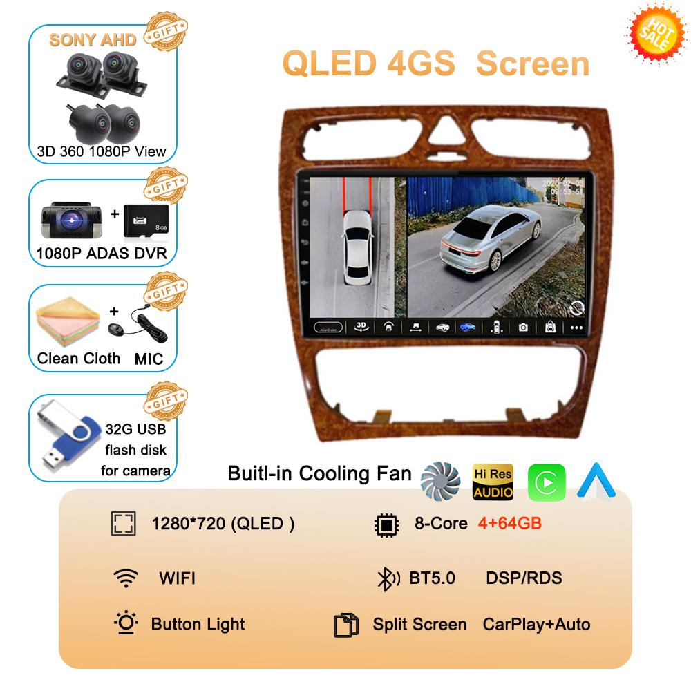 Android 14 Radio Stereo Car Multimedia Player For Mercedes Benz W203 Vito W639 Vaneo CLK W209 W210 CarPlay Navigation GPS 4G BT