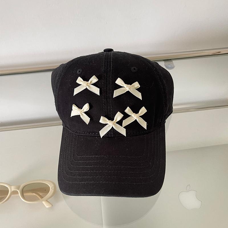 Spring and summer soft top baseball cap versatile bow sweet visor casual sun protection cap female tide
