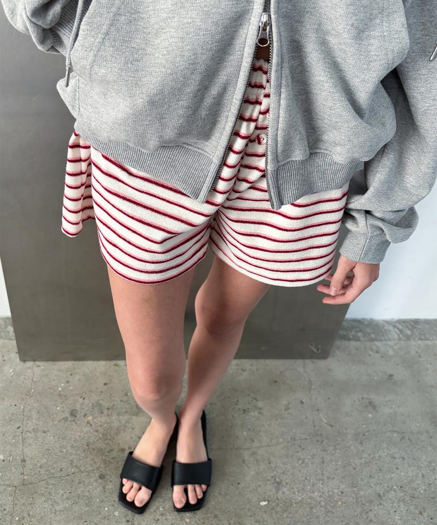 Poeteuseoul Cozy Stripe Shorts_Red