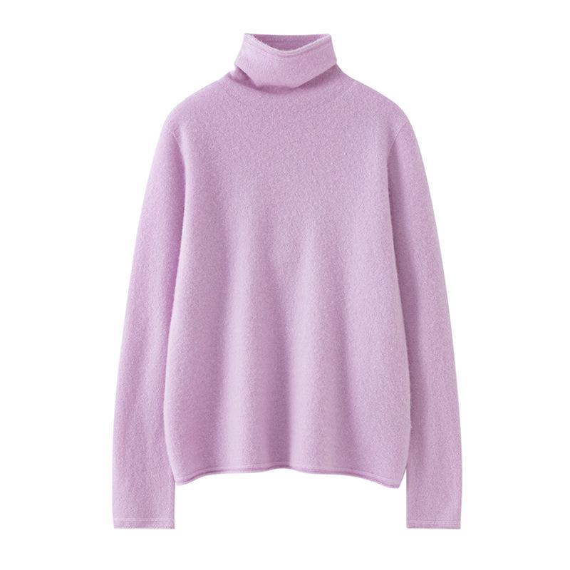 Women's 100% Pure Cashmere High Neck Sweater - Warm, Versatile Pullover for Autumn/Winter.