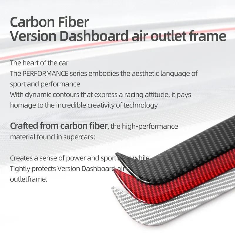 Carbon Fiber For Tesla Model 3 Highland Model Y Juniper Car Interior Dashboard Air Outlet Trim Strip Trument Auto Accessories