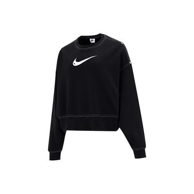 Odzież sportowa Logo Swoosh Haftowany Luźny Krój Krótka Bluza Damska Czarna DO7212-010