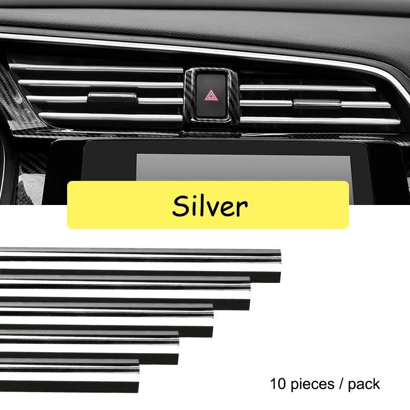 10 Pieces Car-styling Chrome Styling Moulding Car Air Vent Trim Strip Air Conditioner Outlet Grille Decoration U Shape