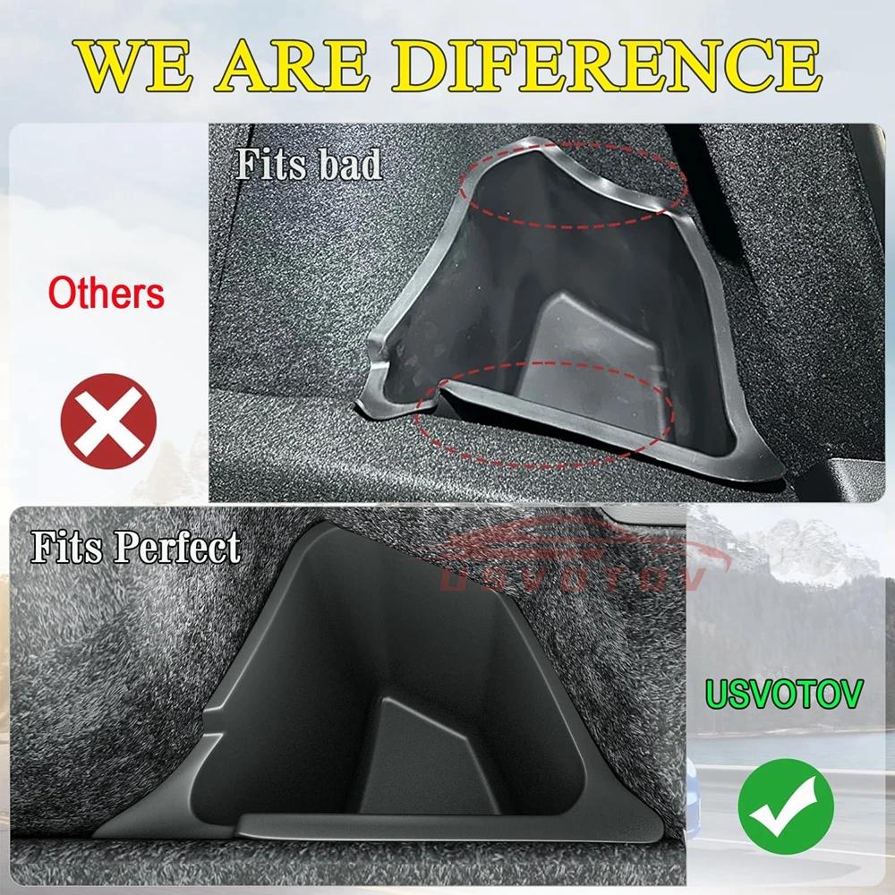 TESMAYX Car Trunk Side Left Right Tidying Packet Storage Box For Tesla Model Y Juniper 2025 Flocking TPE Mat Cover Organizer