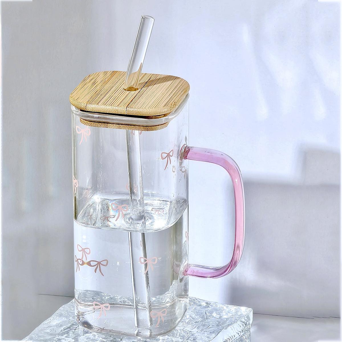 Простая модная термостойкая бамбуковая крышка прозрачная стеклянная чашка для воды