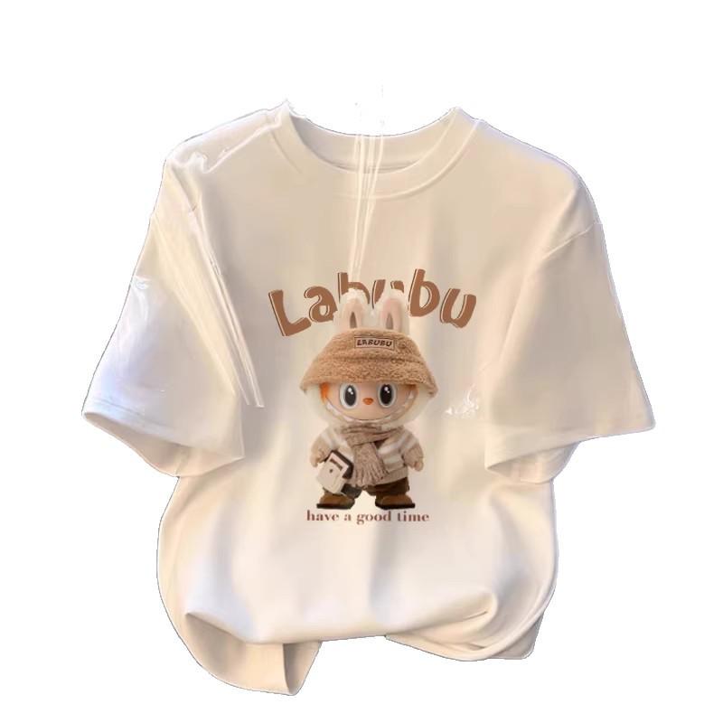 Women's Summer 2026 Cartoon White Short-Sleeve T-Shirt, Loose Niche Design