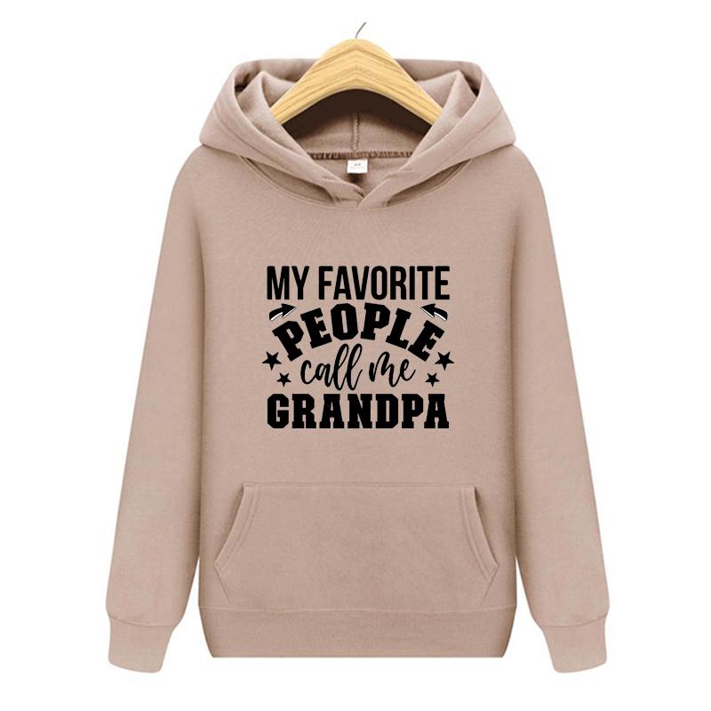 Autumn and Winter My Favorite People Grandpa Printed Hoodie for Men and Women