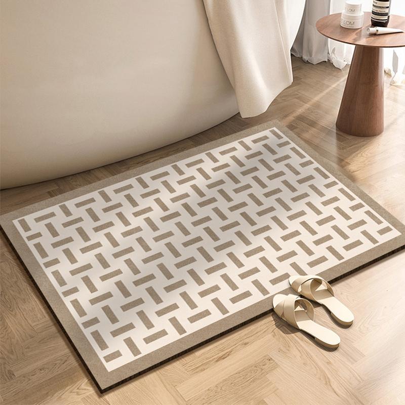 Ins Style Diotomite Bath Floor Mat Absorbent Bathroom Carpet Anti Slip Quick Dry Rugs Shower Toilet Pad Doormat Washable