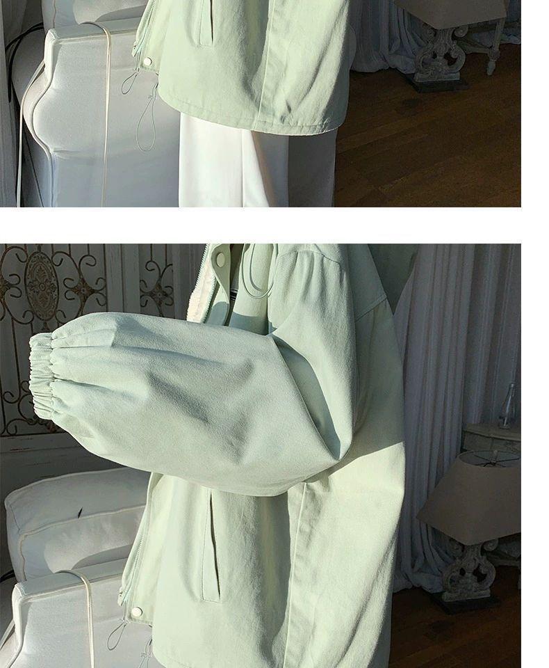 Women's Lambswool Coat: Korean-Style Loose Workwear, Hong Kong-Style, Fleece-Lined, Thickened, Cotton-Padded Jacket for Autumn and Winter.