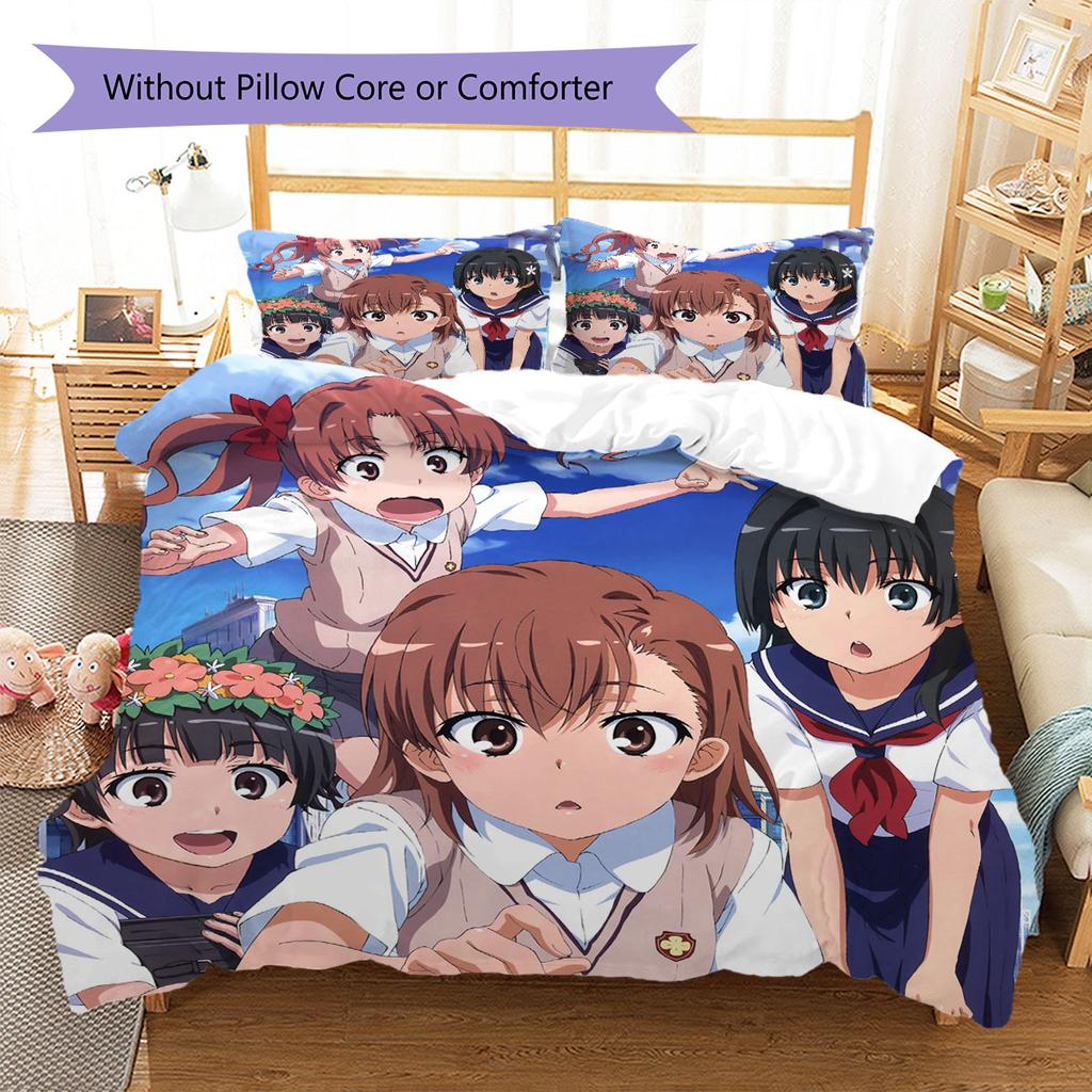 Scientific Railgun Pattern Bedding Quilt Set Quilt Cover Pillowcase Home Decoration Birthday Gift (1 * duvet cover + 2 * pillowcase, without core)