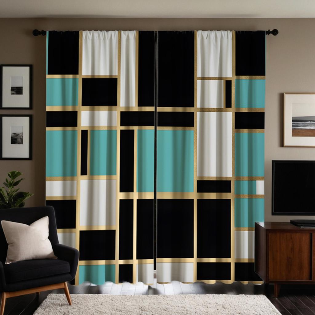 2pcs HD Dopamine Creative geometric decorative curtain Green Tie digital printed curtain Home Decor style Decorative living R