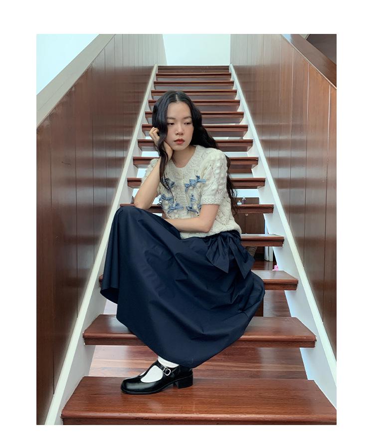 2025 Early Spring French Bow A-Line Skirt C3626: Gentle, Elegant, Large-Swing Design