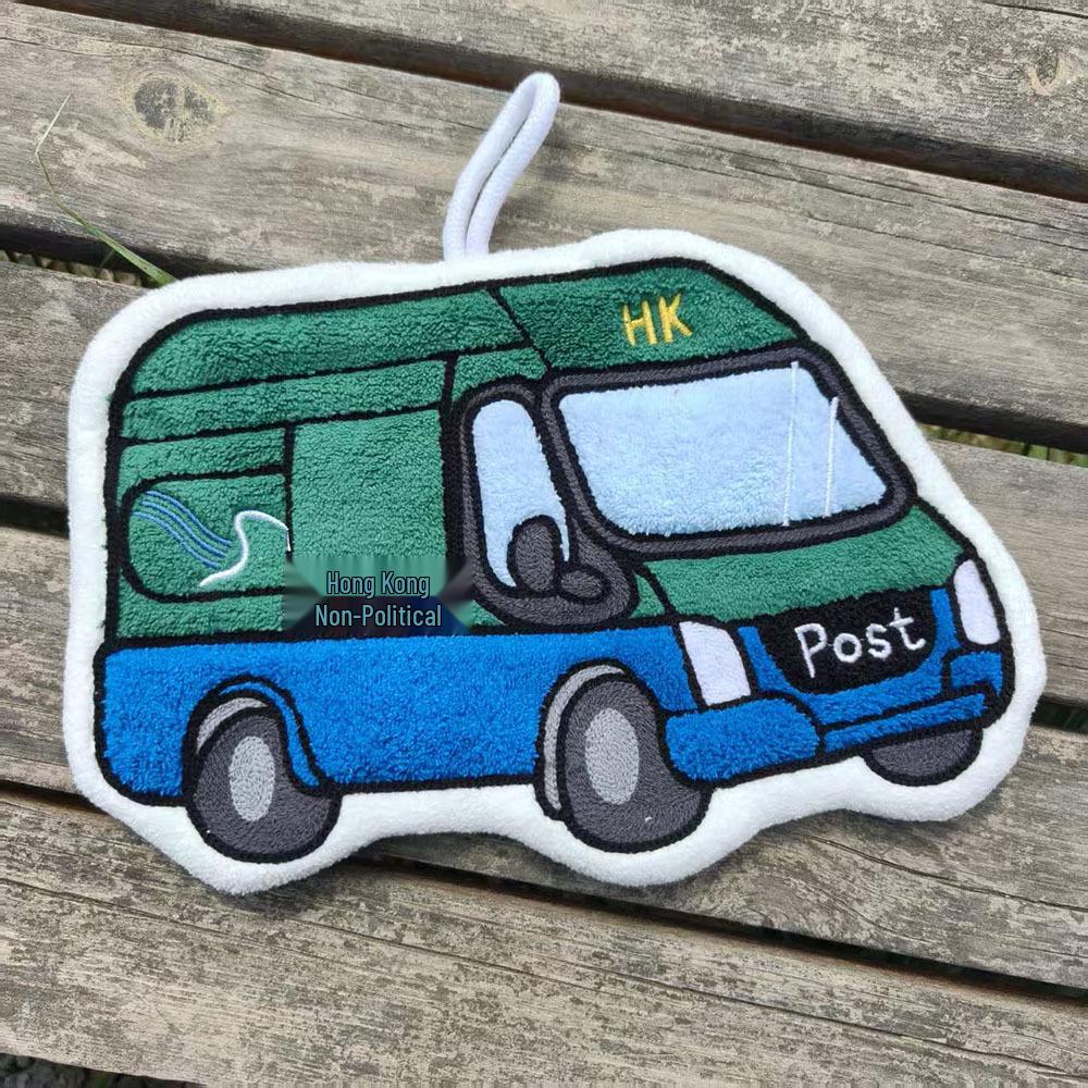 Hong Kong Style Quick-Dry Cartoon Bus Taxi Coral Fleece Hand Towel
