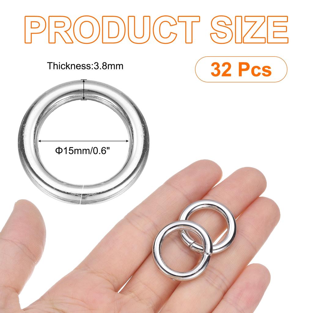 32pcs O Ring Buckle Zinc Alloy Opening O-Rings Clasp Clips for Crafts Keyrings Bags Straps Belts DIY Accessories