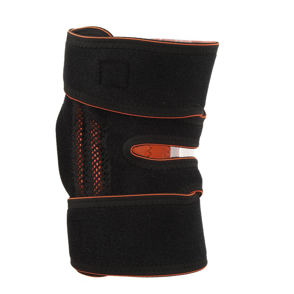 Black Unisex Sporting Knee Support Adjustable Silicone Spring Hollow Open Type Knee Brace