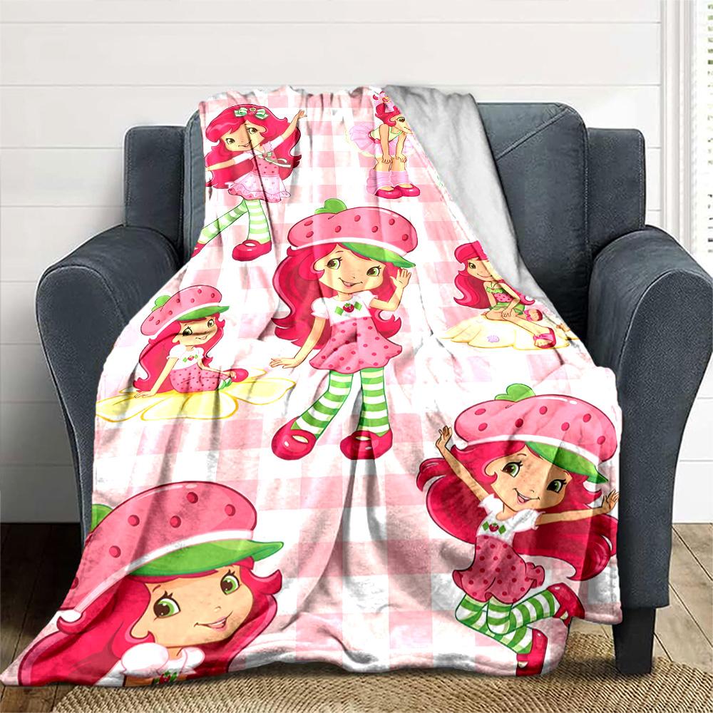 1pc Princess Strawberry13 Blanket, Gift, for Men and Women, Soft Blanket, Good for Sofa Bed Couch Travel, Lightweight Flannel Blanket