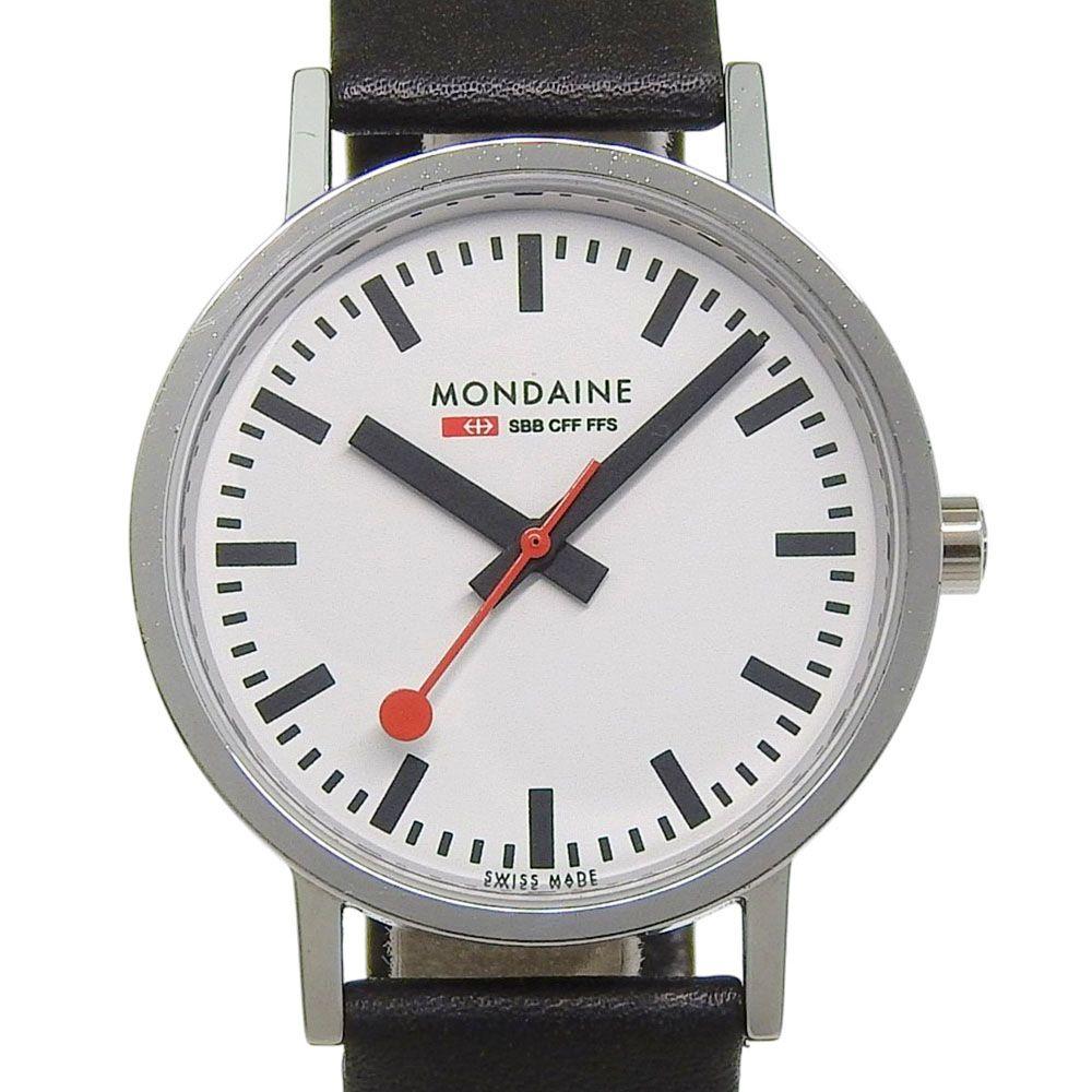 Used [MONDAINE] Mondaine A463.30007.11SBB Stainless Steel x Leather Silver Quartz Analog Display Ladies White Dial Watch