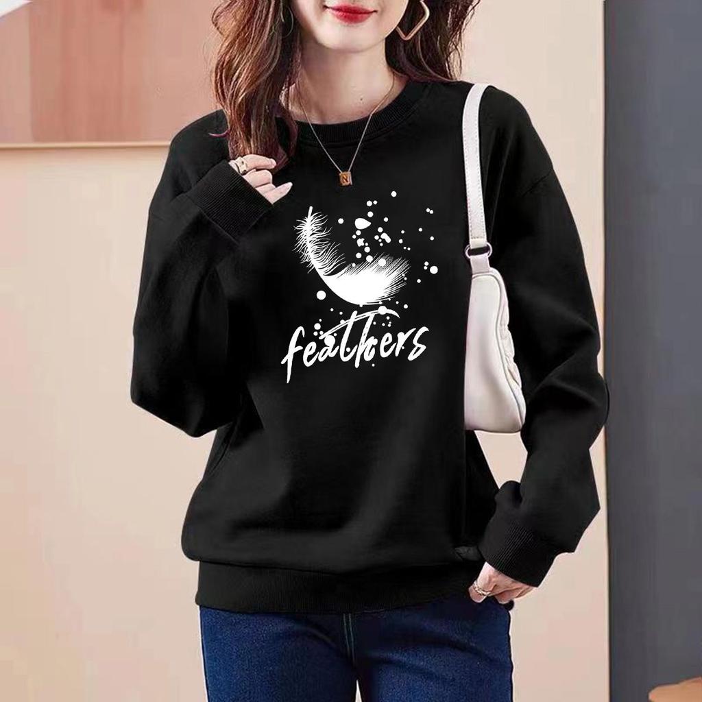 Warm Round Neck Sweatshirt for Women's Outer Wear Ins Trendy Autumn Winter New Loose Student Versatile Bottoming Top