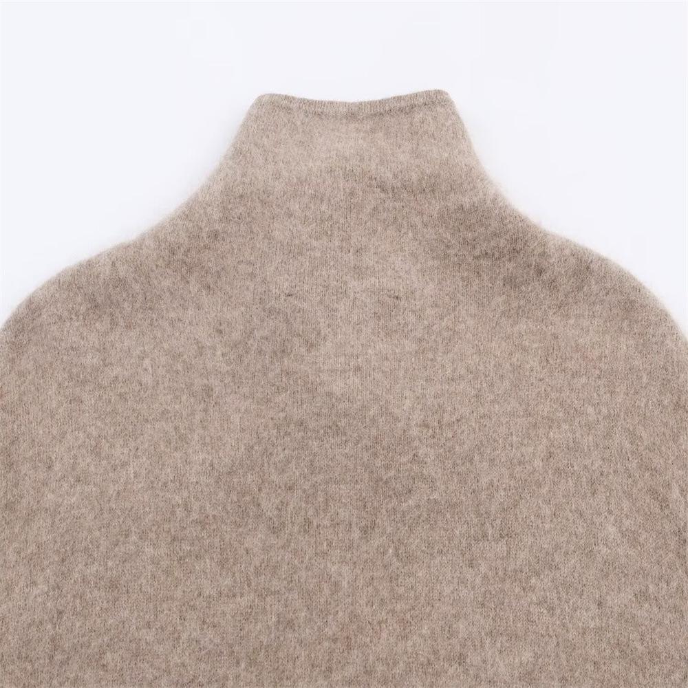 European & American Autumn/Winter Women's High-Neck Long-Sleeve Knit Sweater Coat