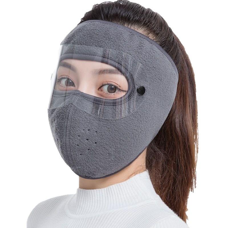 Herbst/Winter Warme Samt-Gesichtsmaske mit Brille - Winddicht, Staubdicht, Kälteschutz zum Radfahren