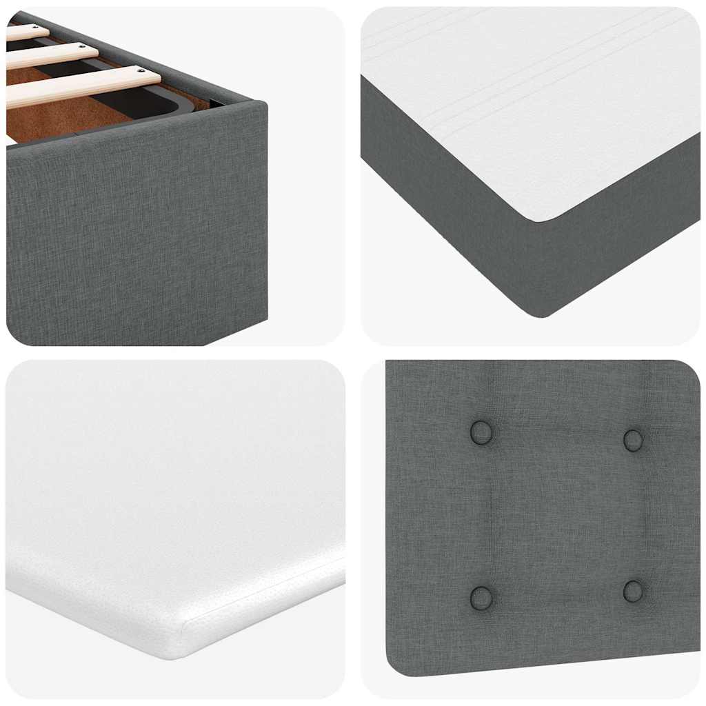 Ottoman Bed with Mattress Dark Grey 140x190 Cm Fabric