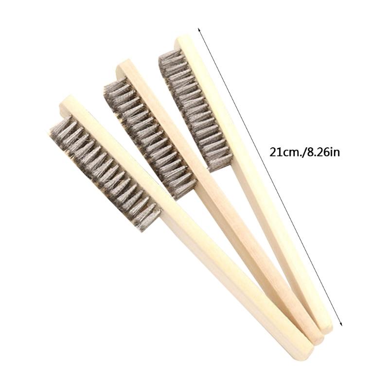 Wire Scratch Brush with Wooden Handle, Handle Wire Brush Set for Cleaning
