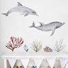 Underwater World Fish Wall Stickers Waterproof Watercolor Coral Ocean Wall Decals for Bathroom Nursery Baby Room Home Decor