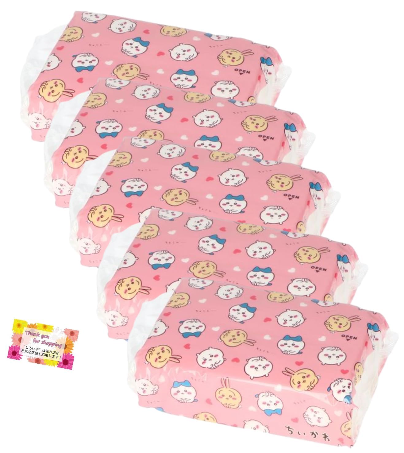 

Мягкие смываемые салфетки Chikawa с удобным крючком для удобного использования, 150 пар [набор 5]